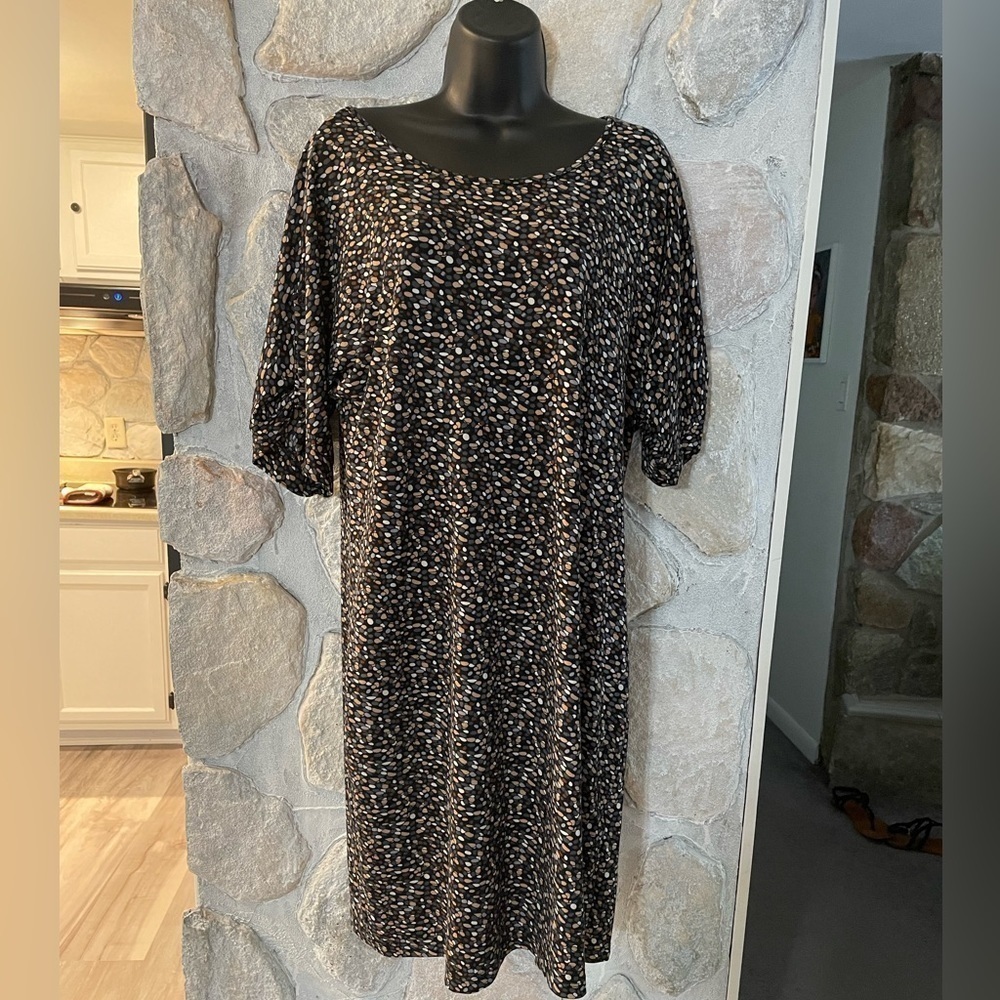 FOREVER Neutral Colored Polka Dot Pattern Dress- See Measurements
